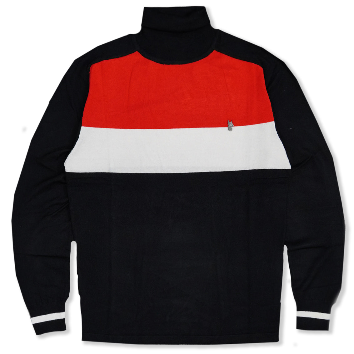 M4000 Turtle neck Knit Sweater - Black/Red
