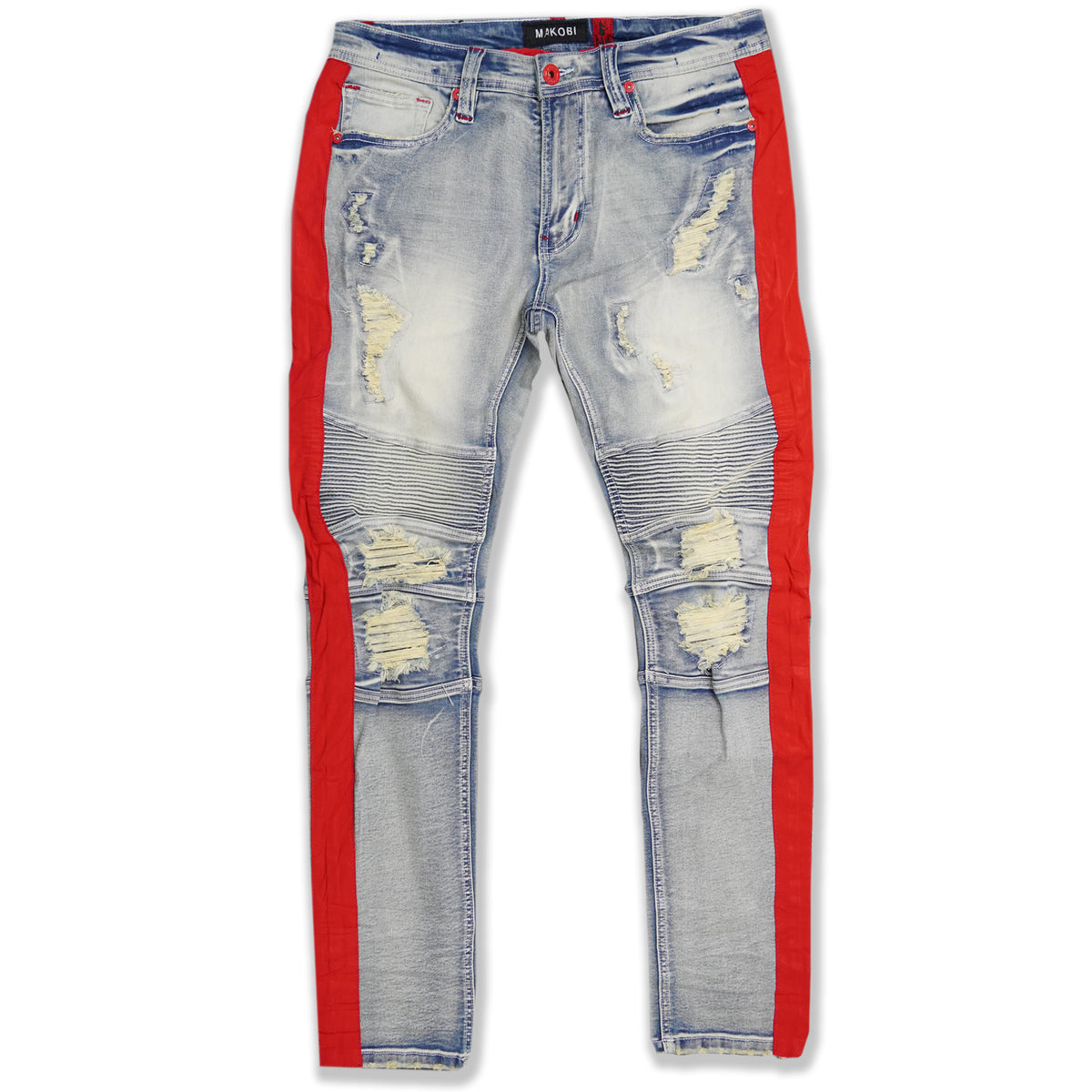 M1950 Makobi Biker Jeans w / Ọra orisirisi - Light Wẹ