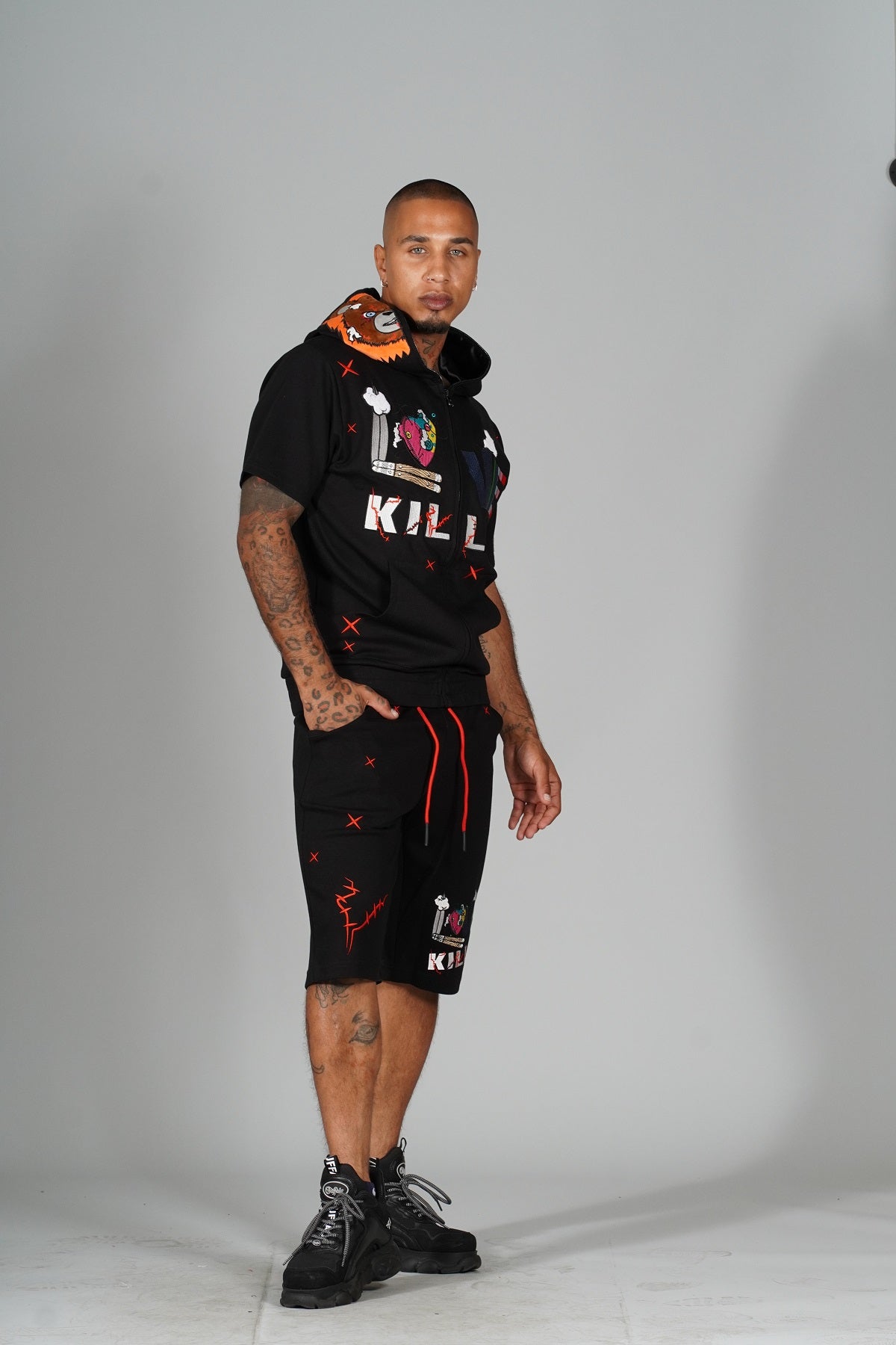 Makobi F538/F538S Love Kills Short Sleeves Set- Black, view 4