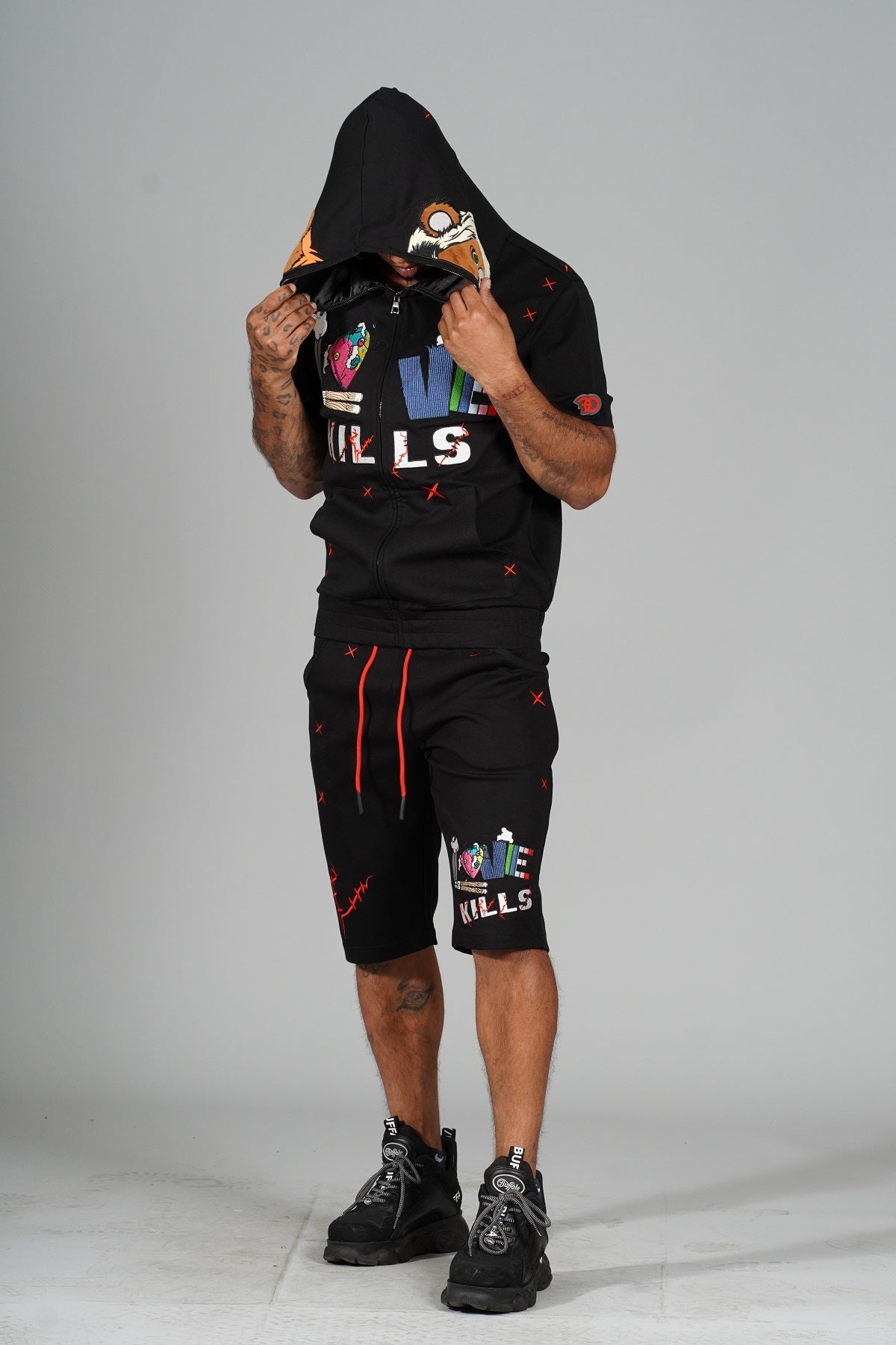 Makobi F538/F538S Love Kills Short Sleeves Set- Black, view 5