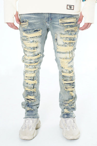 F1734 Frost All Over Shredded Jeans - Dirt