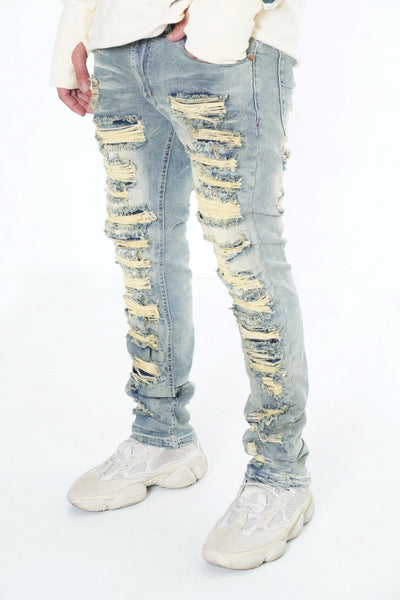 F1734 Frost All Over Shredded Jeans - Dirt