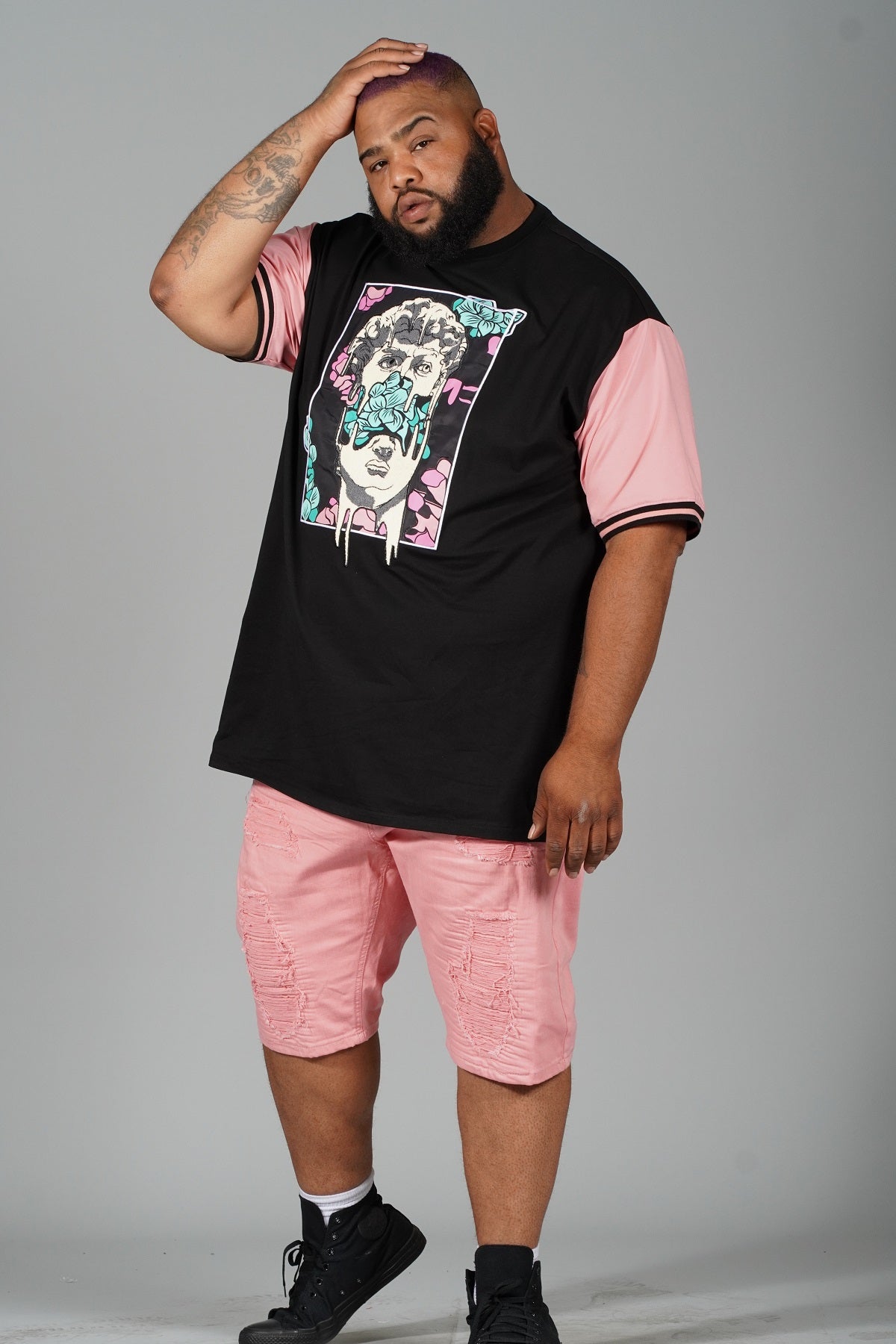 Makobi M267 David Tee in Black/Salmon, view 5