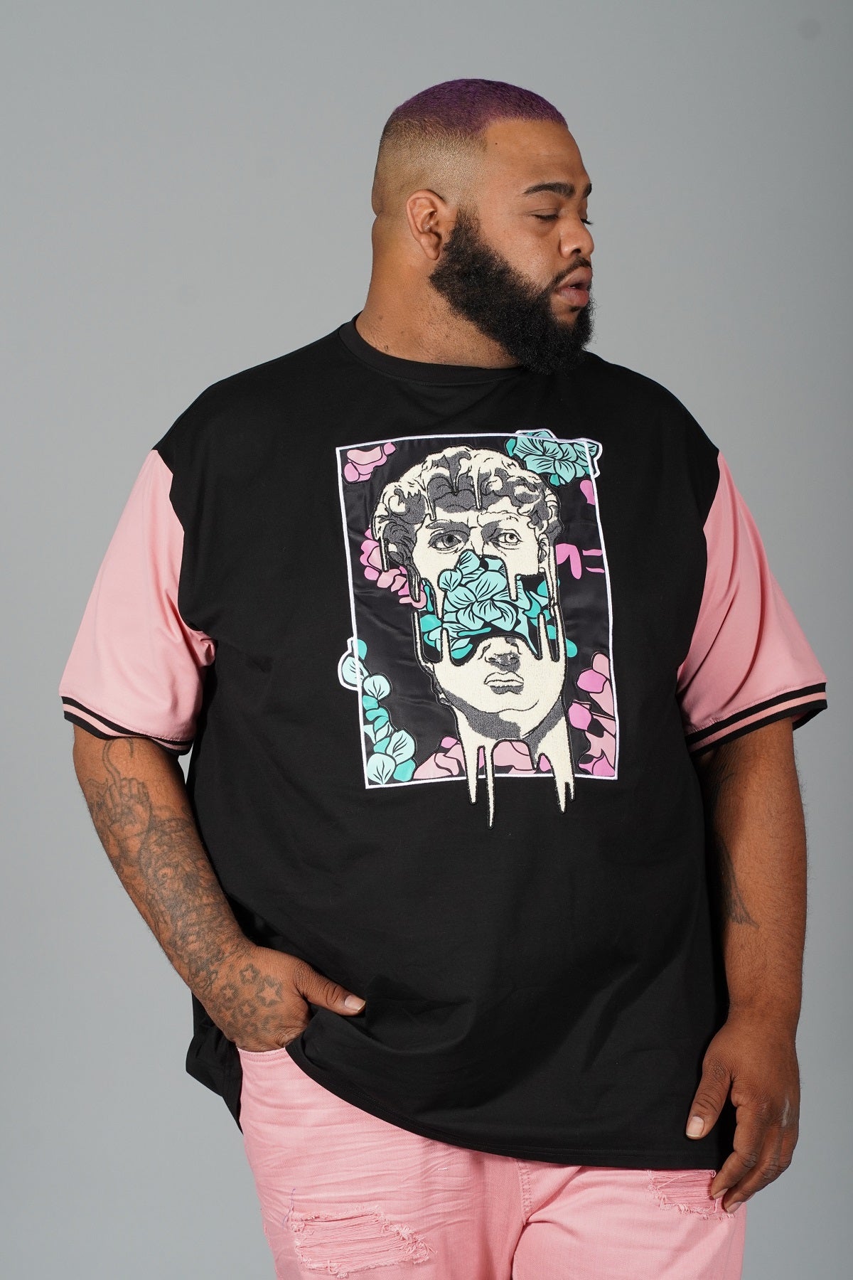 Makobi M267 David Tee in Black/Salmon, view 2