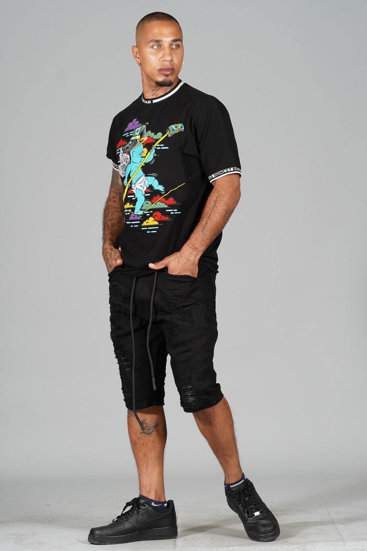 Makobi F123 Honest Bread Tee in Black, view 3