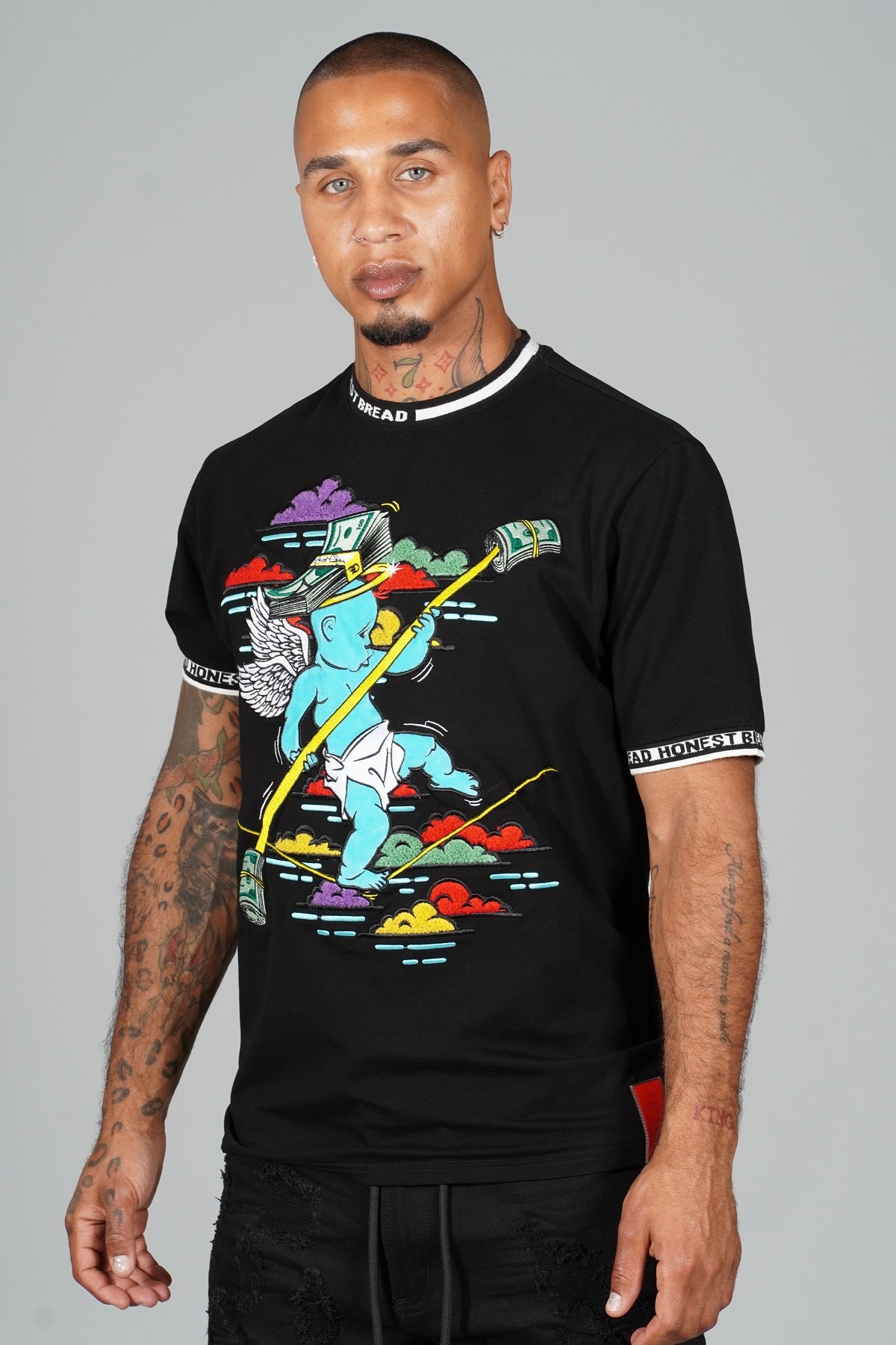 Makobi F123 Honest Bread Tee in Black, view 2