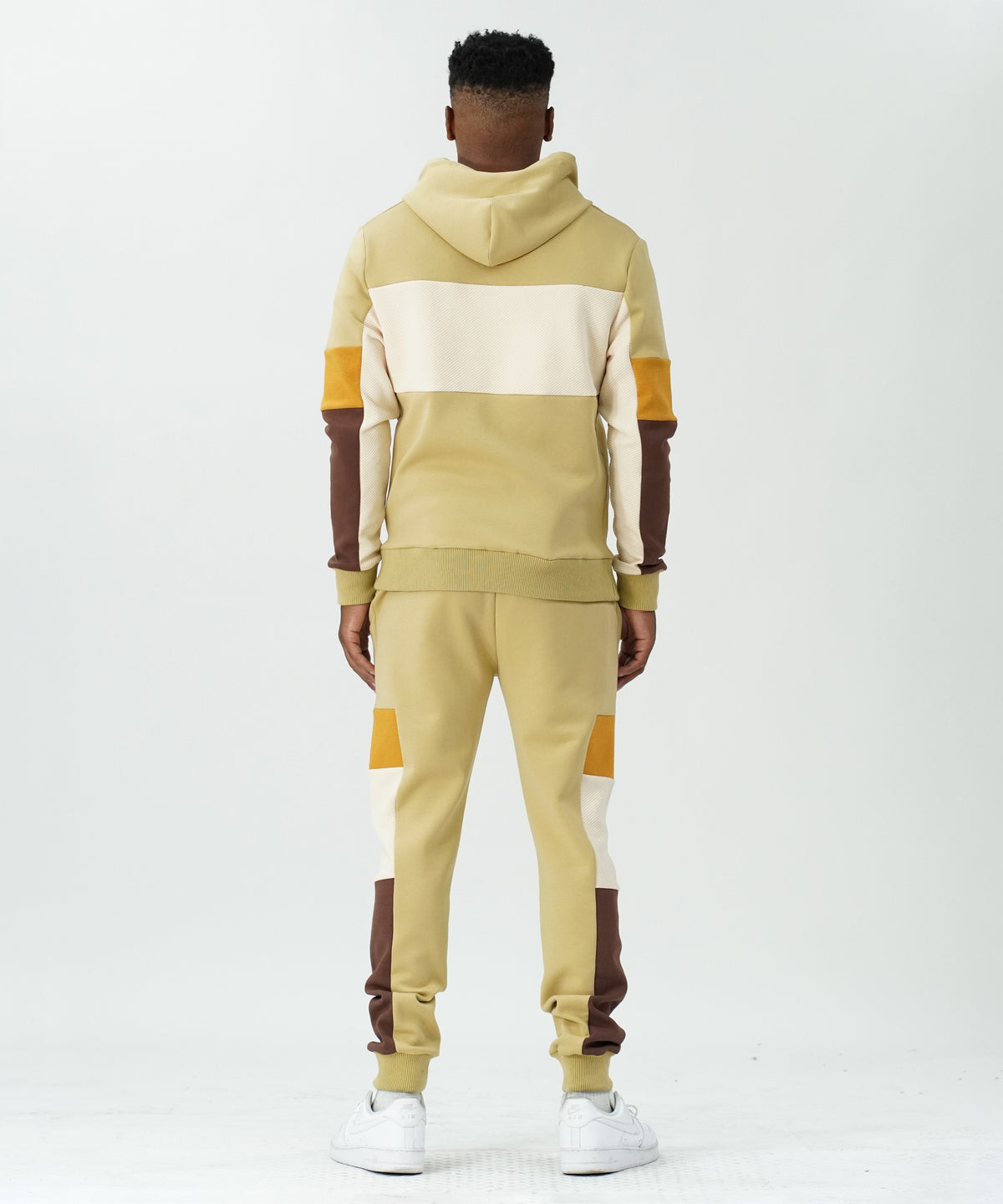 M2323 Paolo Fleece Jacquard Hoodie Track Set - Khaki