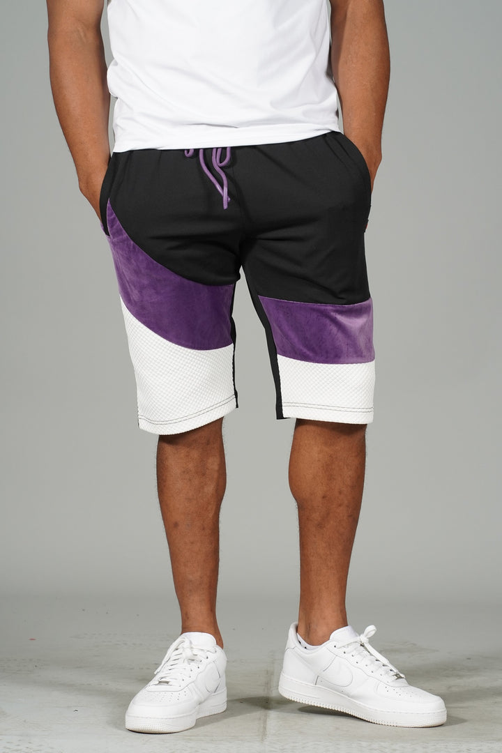 M673 Jacquard Suede Shorts - White Black