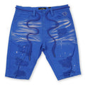 F622 Frost Shredded Denim Shorts - Royal