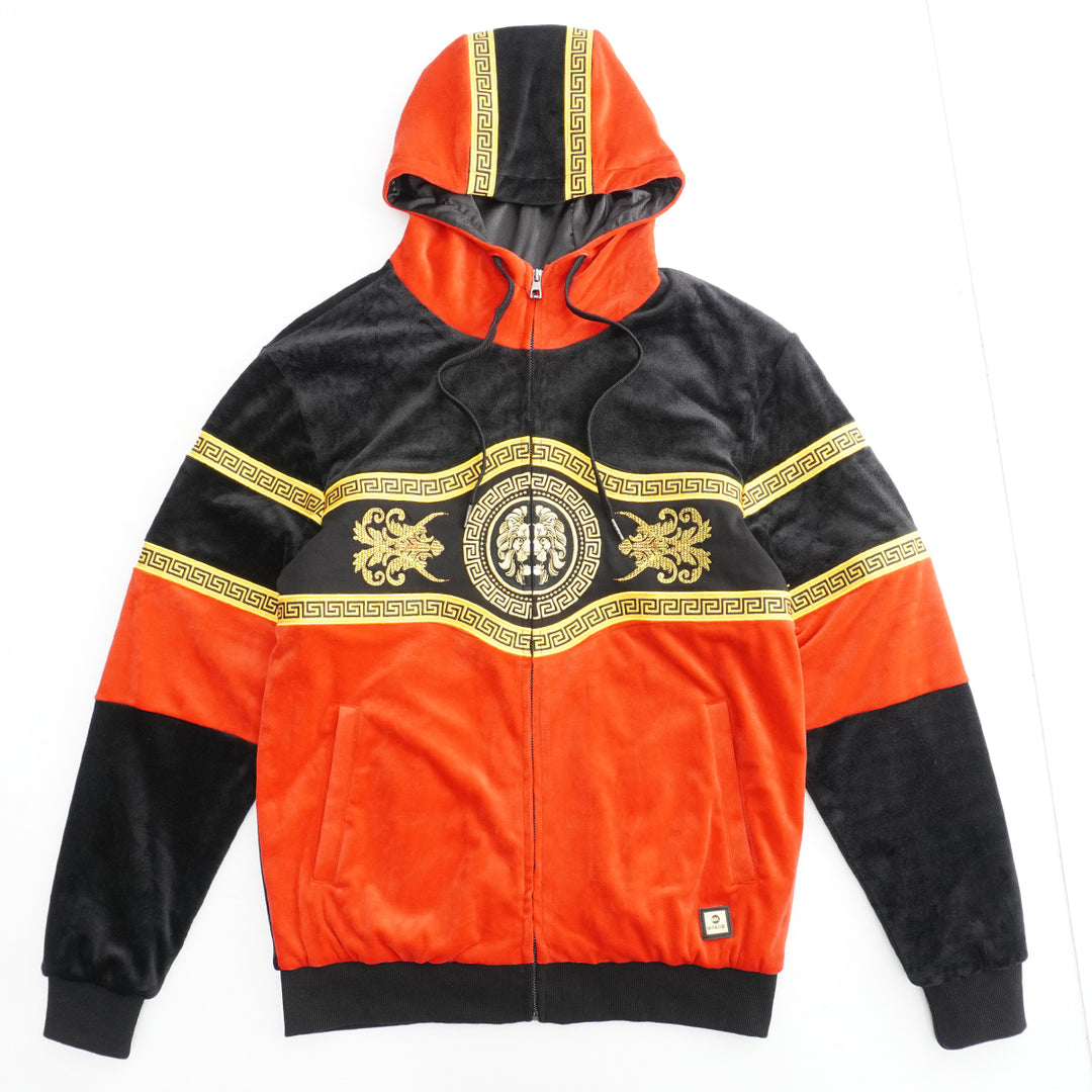 M4600 Greek Velour Set - Black/Red