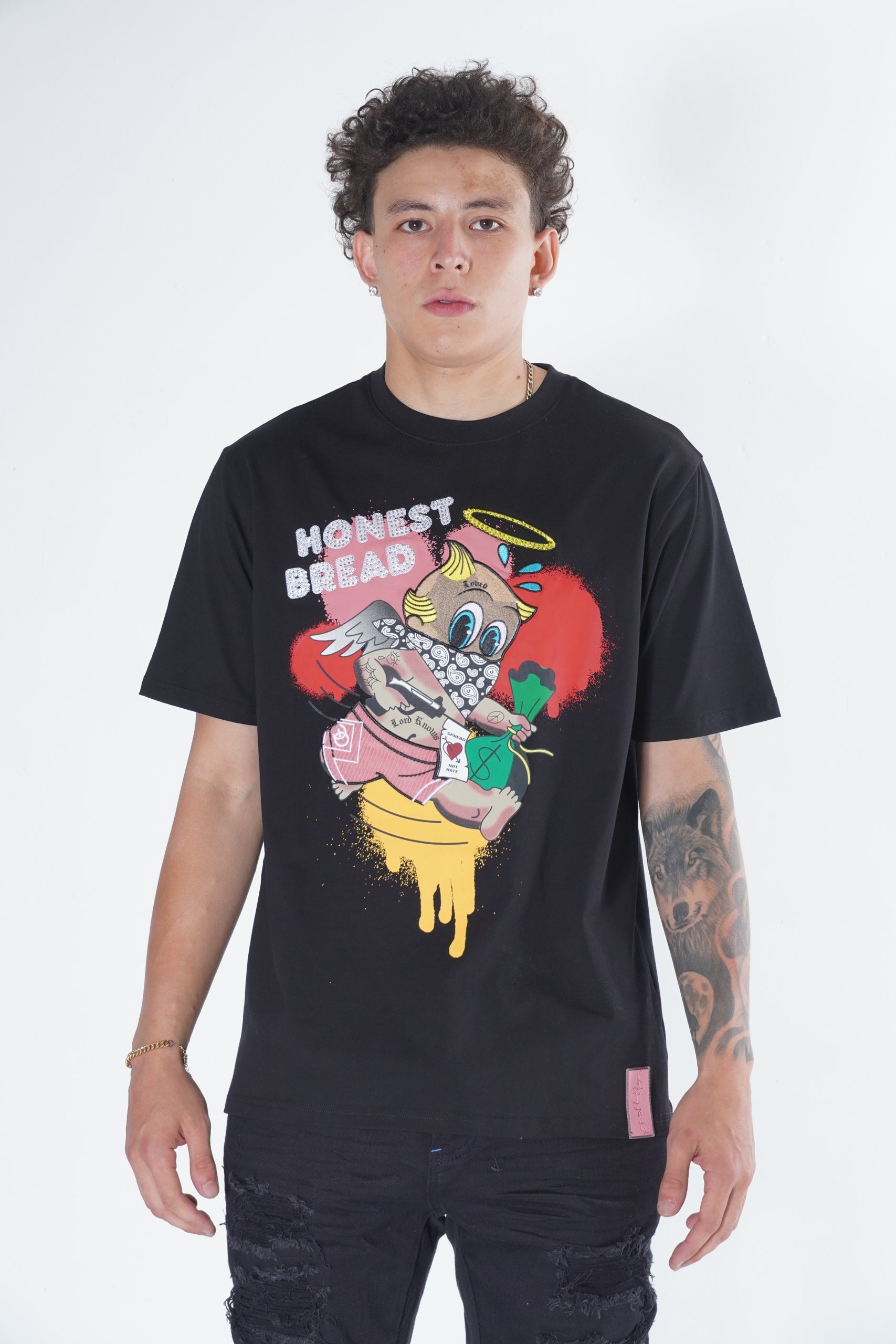 Makobi F144 Frost Honest Bread Tee in Black, view 3