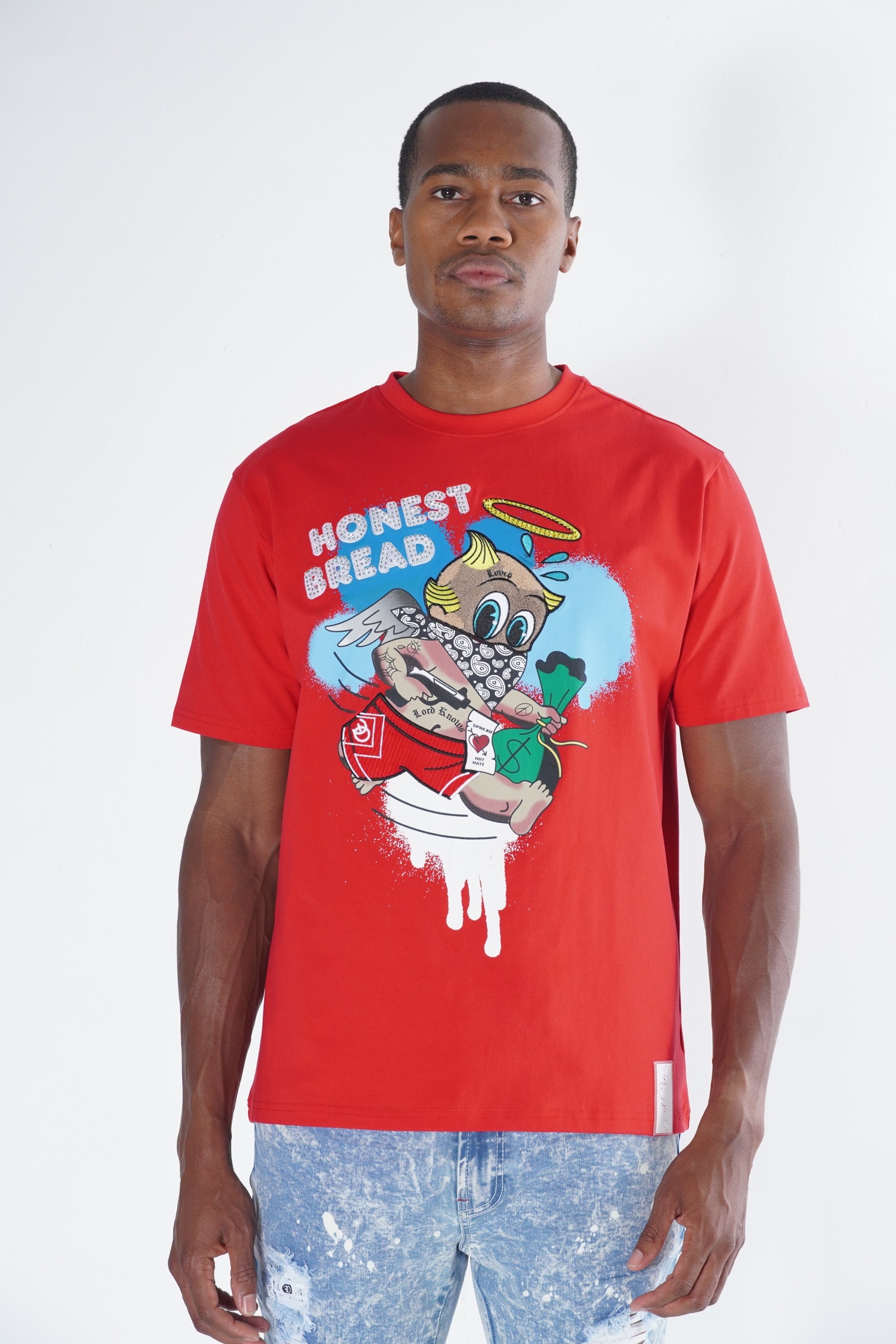 Makobi F144 Frost Honest Bread Tee in Red, view 3