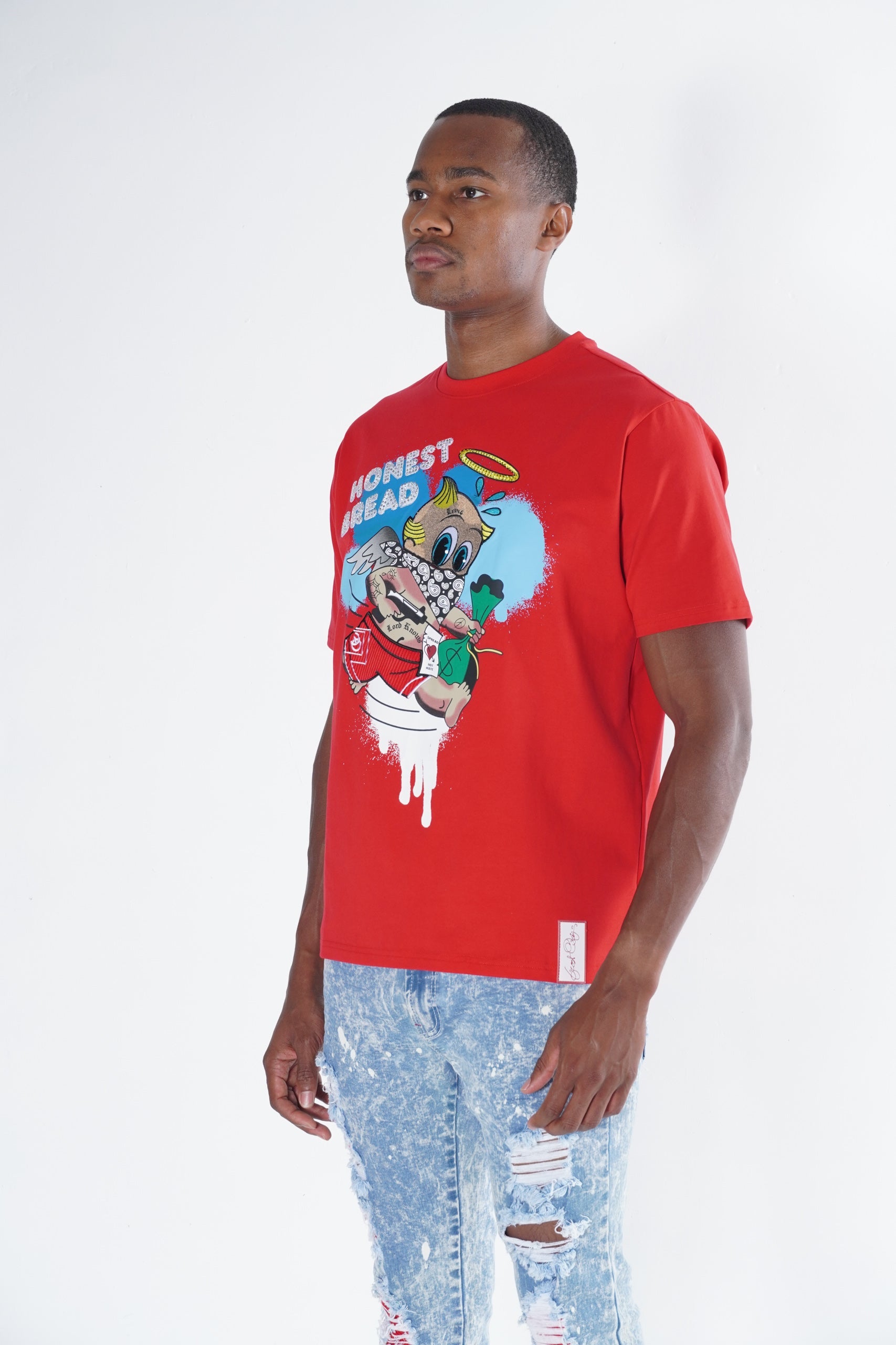 Makobi F144 Frost Honest Bread Tee in Red, view 4