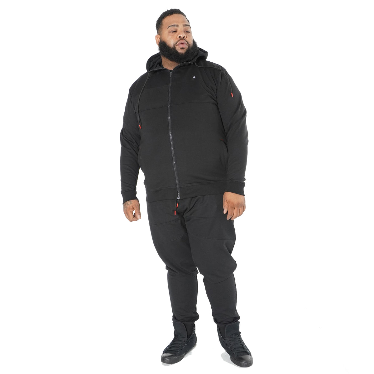 Makobi M3707 Tech Fleece Zip Up Hoody Set in Black, view 2