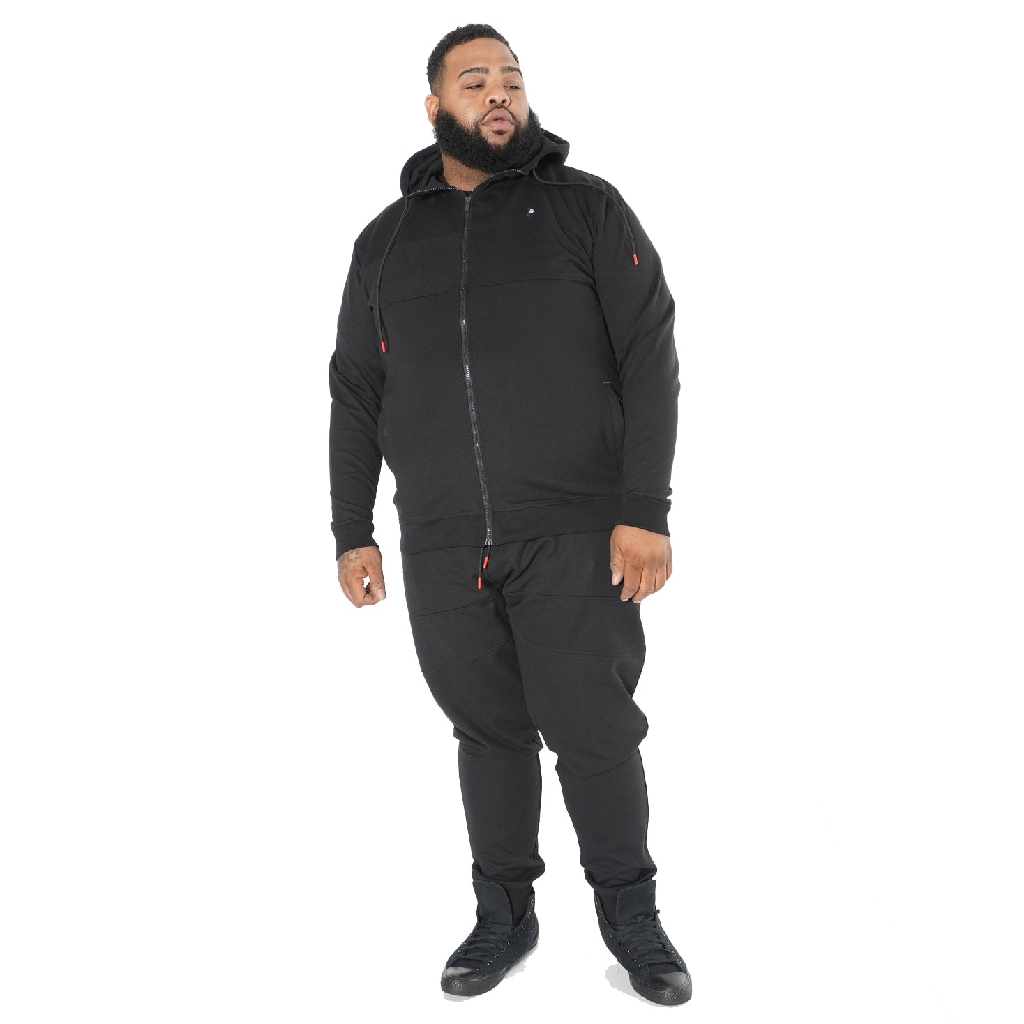 Makobi M3707 Tech Fleece Zip Up Hoody Set in Black, view 2