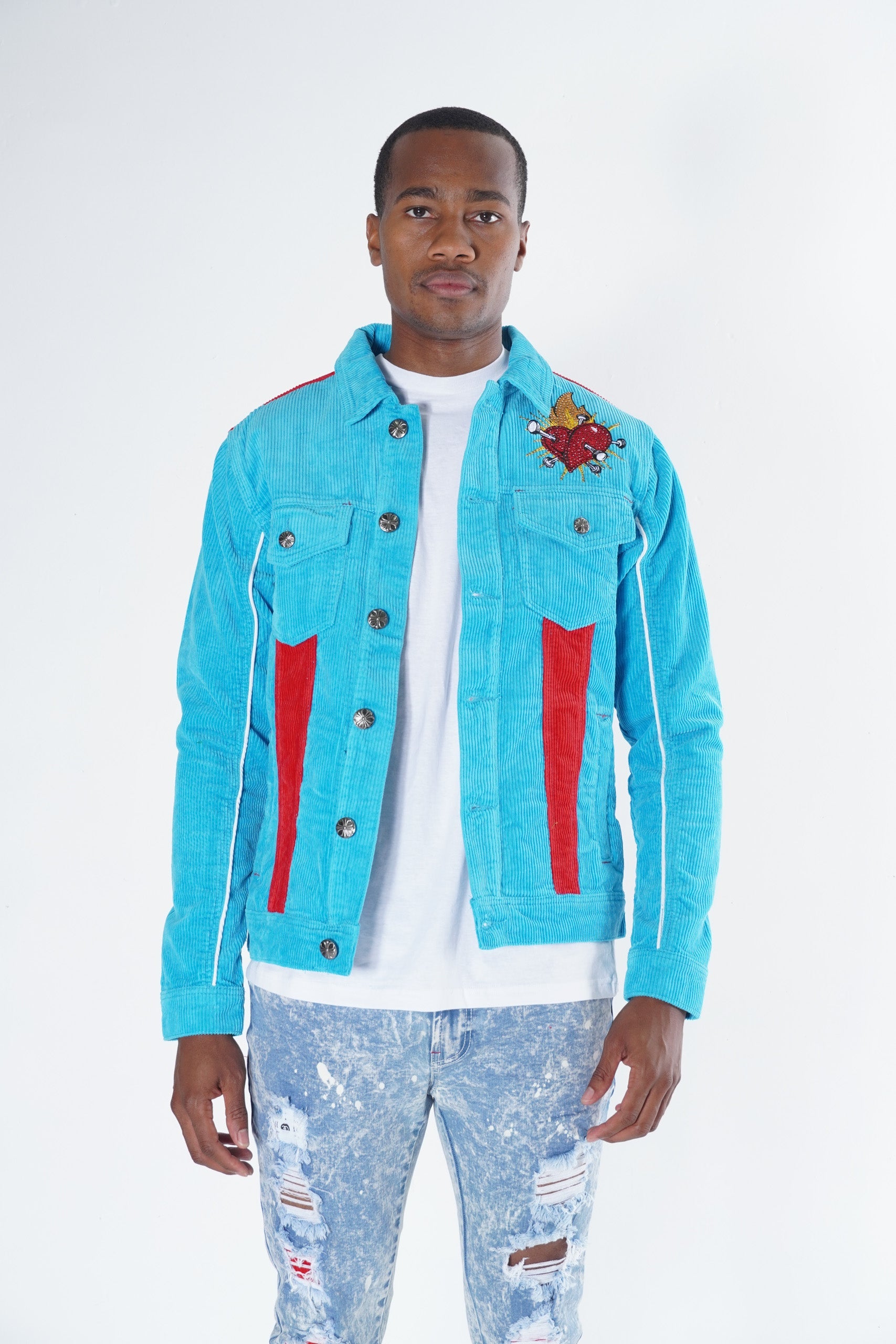 Makobi F1045 Frost Dear Sins Cord Jacket in Blue, view 3