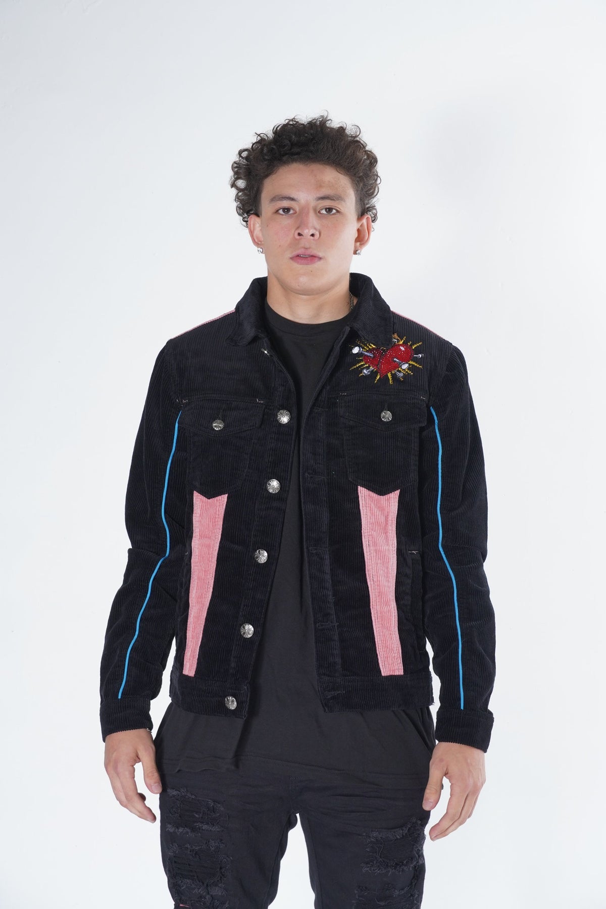 Makobi F1045 Frost Dear Sins Cord Jacket in Black, view 3