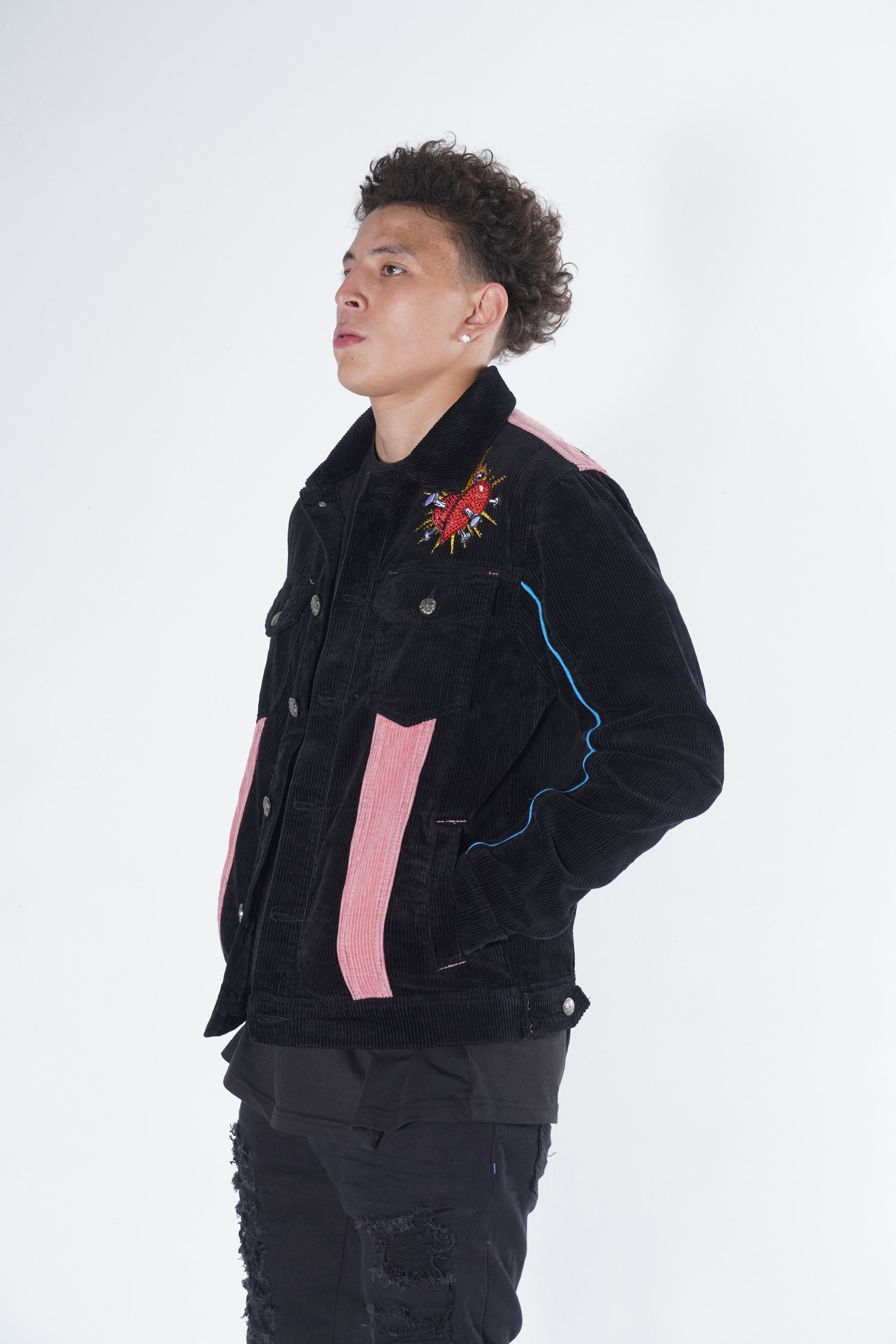 Makobi F1045 Frost Dear Sins Cord Jacket in Black, view 4