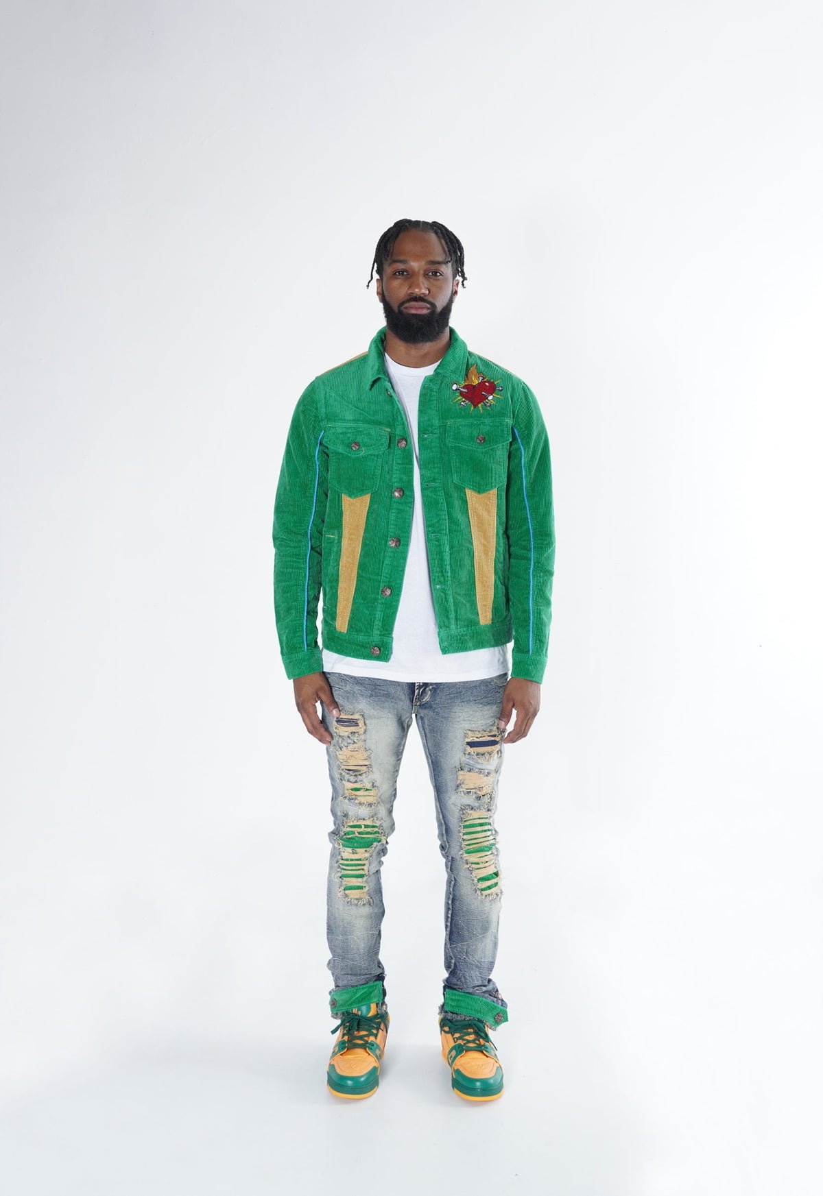 Makobi F1045 Frost Dear Sins Cord Jacket in Green, view 2