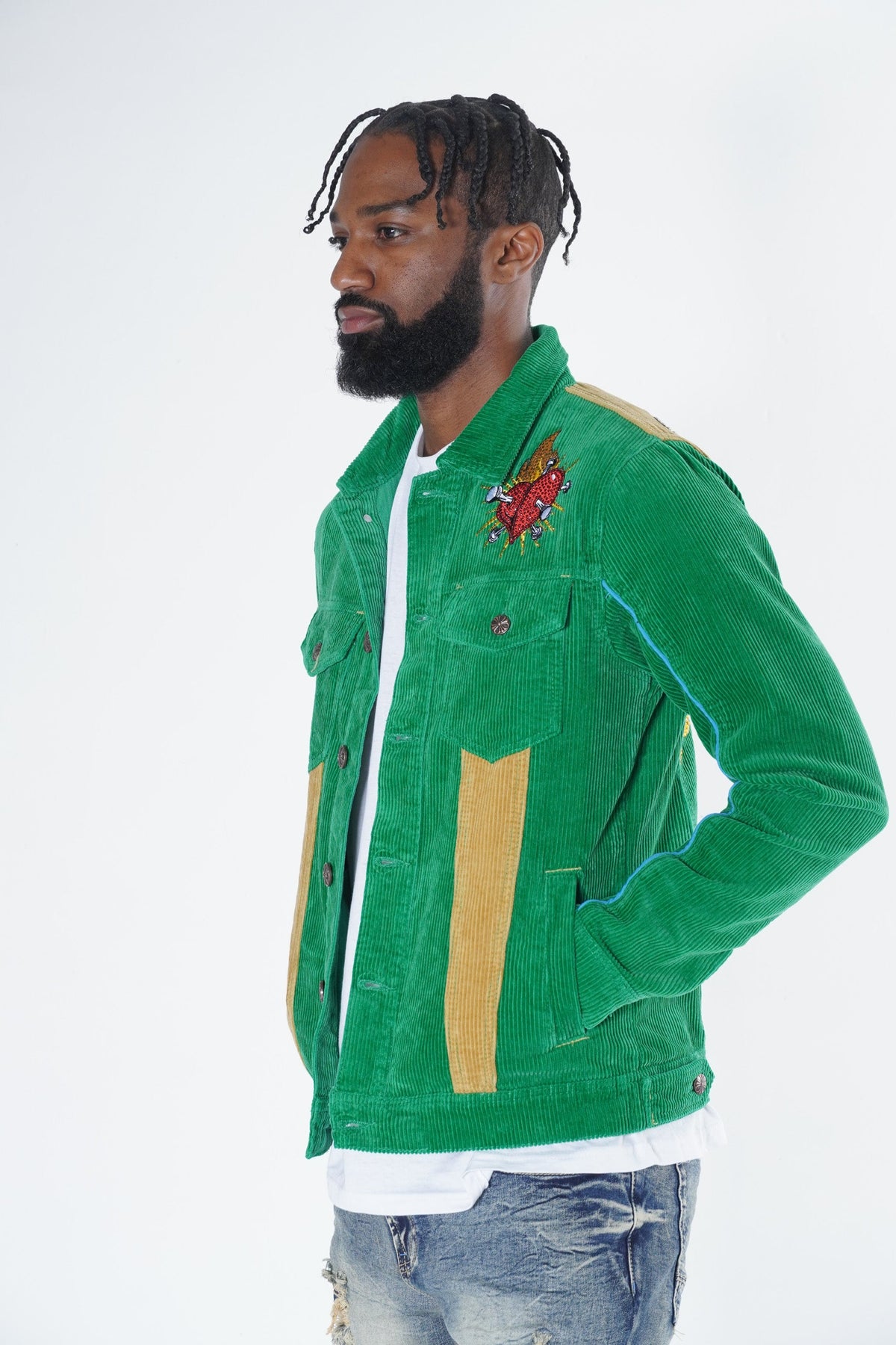 Makobi F1045 Frost Dear Sins Cord Jacket in Green, view 4