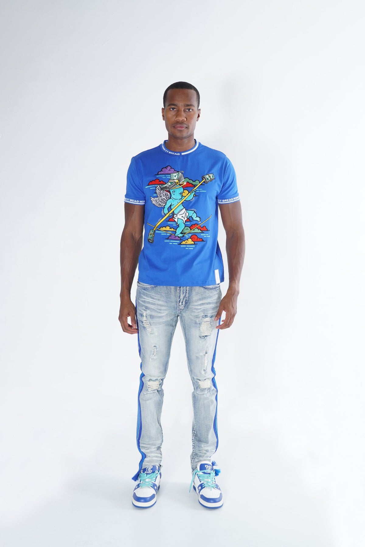 Makobi F123 Honest Bread Tee in Royal, view 2