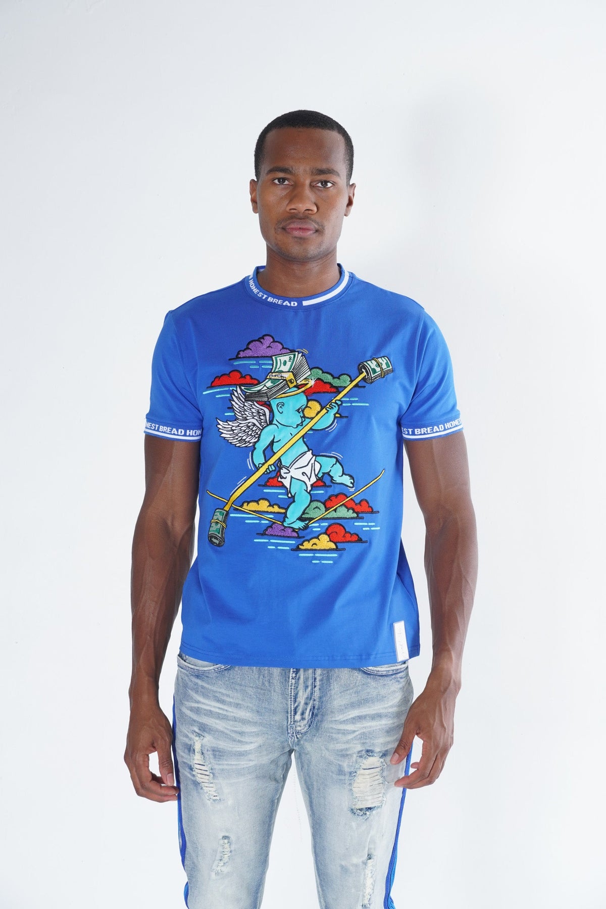 Makobi F123 Honest Bread Tee in Royal, view 3
