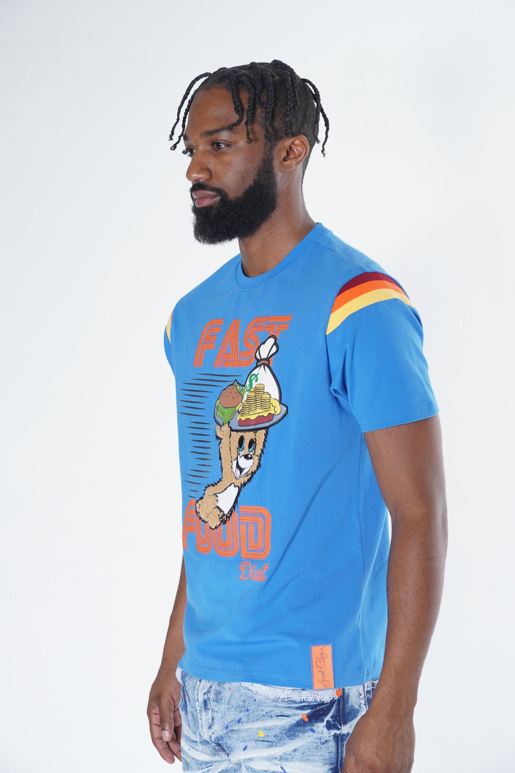 Makobi F121 Fast Food Tee in Royal, view 4