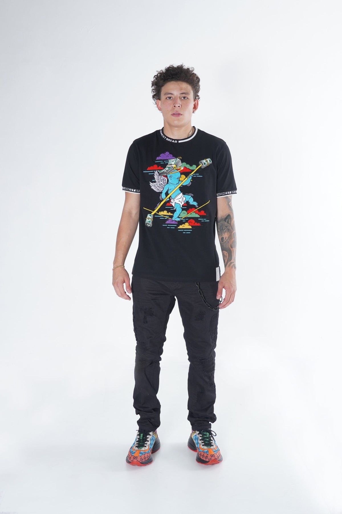 Makobi F123 Honest Bread Tee in Black, view 4