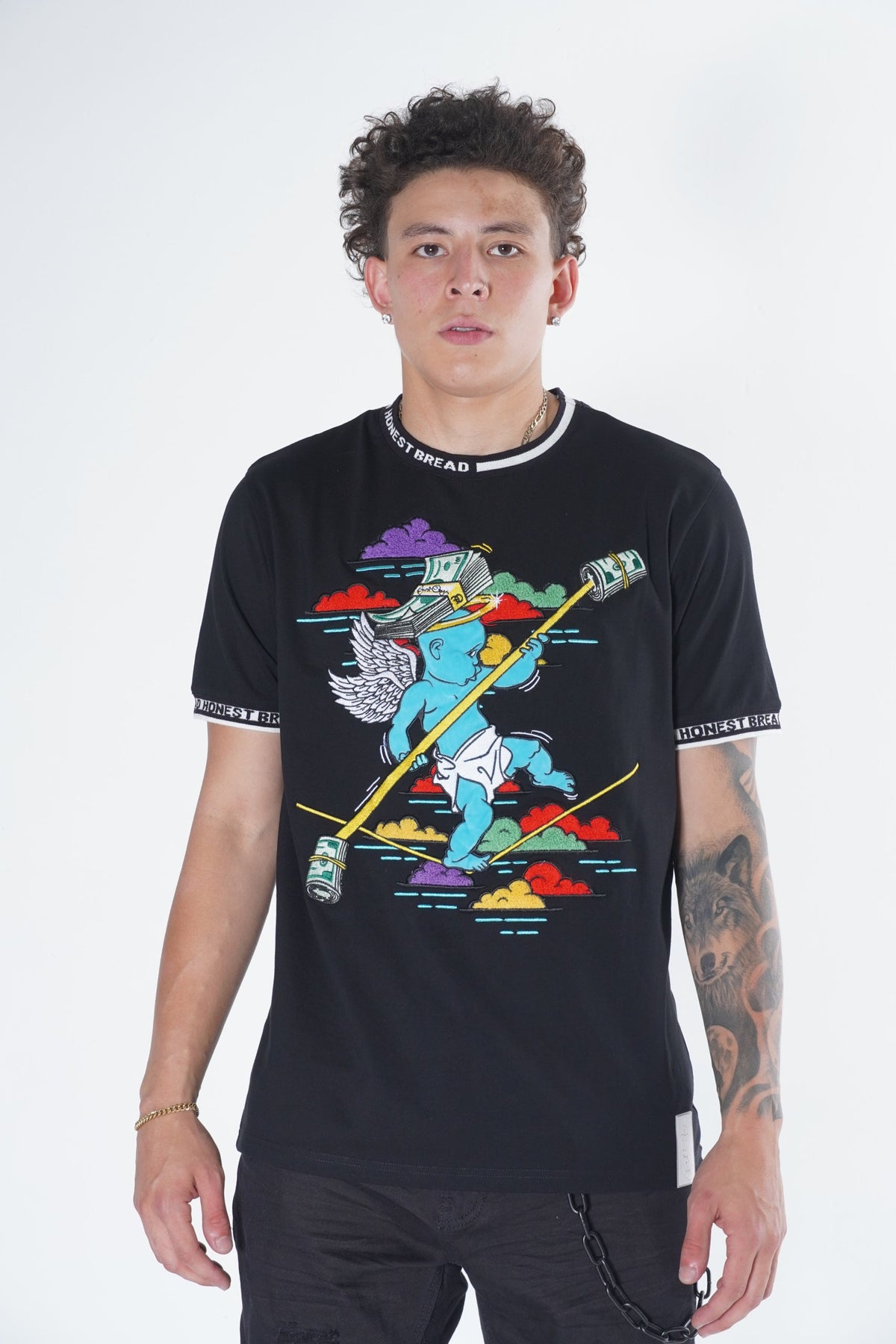Makobi F123 Honest Bread Tee in Black, view 5