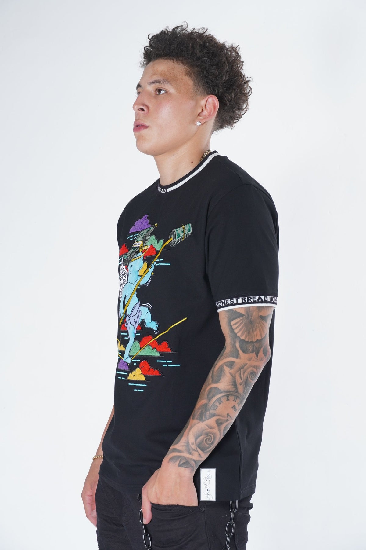 Makobi F123 Honest Bread Tee in Black, view 6