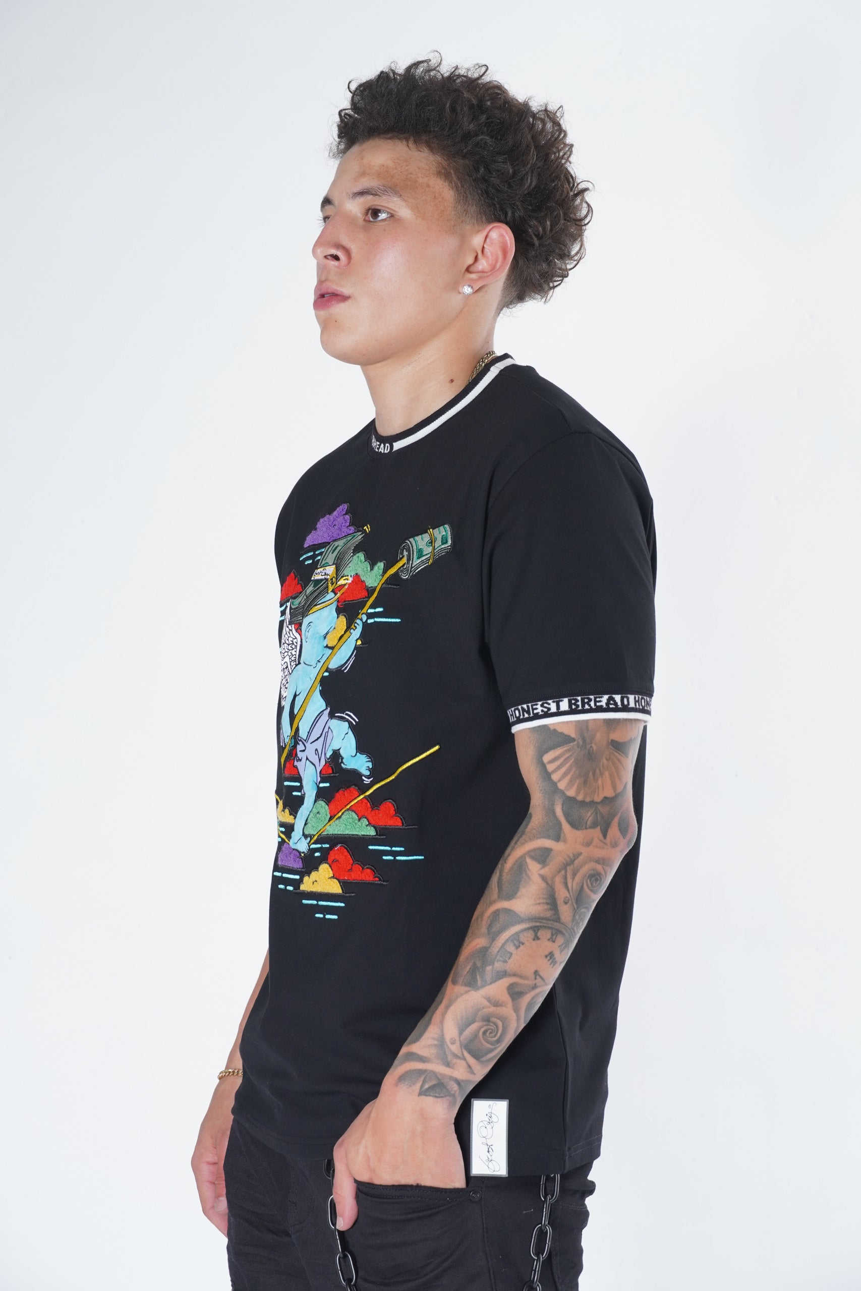 Makobi F123 Honest Bread Tee in Black, view 6