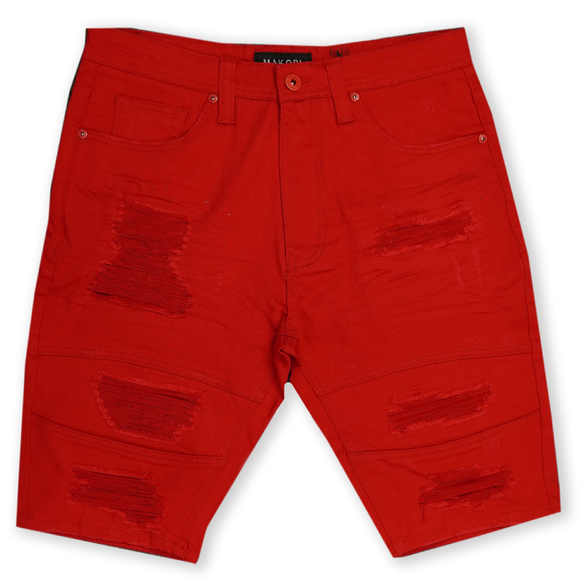 M760 Avlaki Shredded Twill Shorts - Red