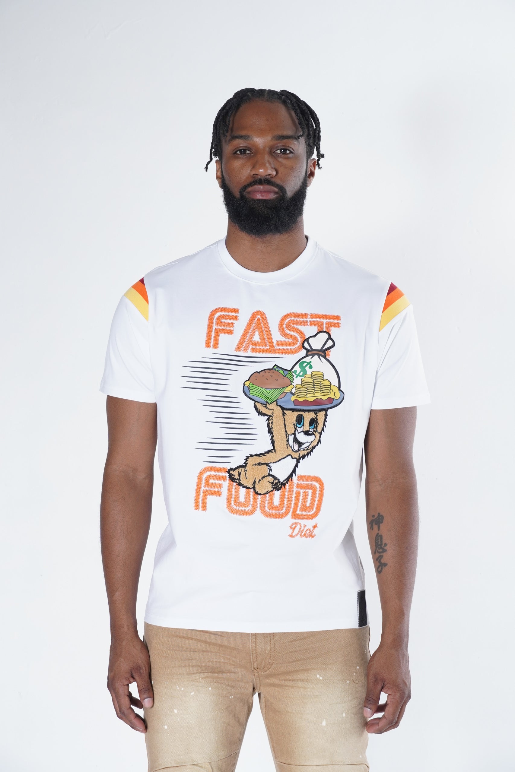 Makobi F121 Fast Food Tee in White, view 3