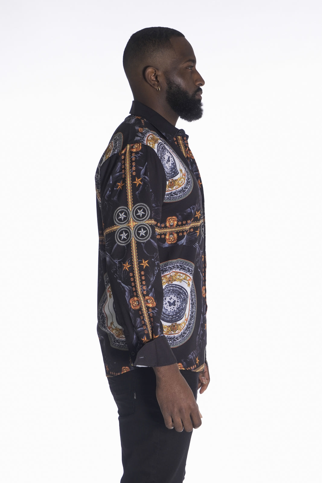 Makobi M1831 Barbato Printed Shirt in Black, view 2