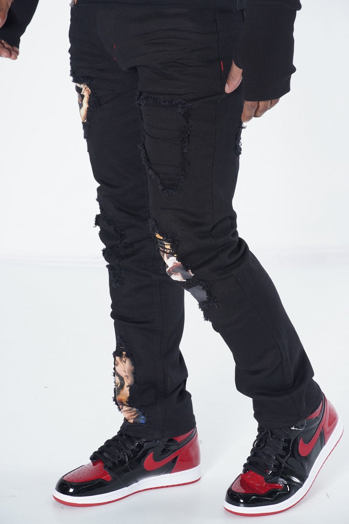 Makobi F1707 Frost Angel Denim Jeans in Black/Black, view 3