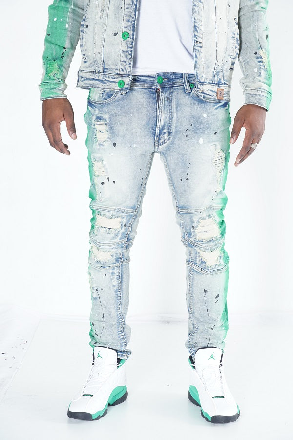 M1938 Paint Stroke Shredded Denim Jeans - Dirt Wash