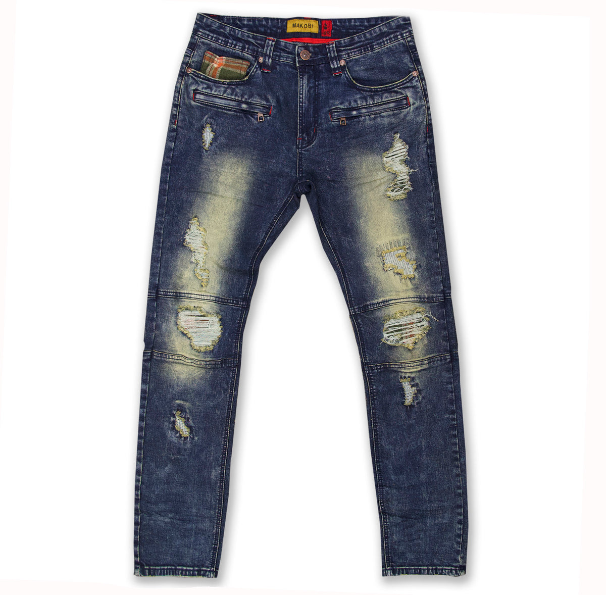 Makobi M1768 Makobi Malachy Jeans w/ Contrast Underlay in Dirt Wash/Olive