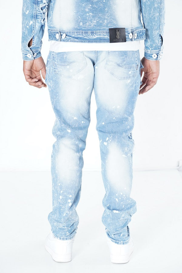 Makobi M1980 Cannon Shredded Denim Jeans in Light Wash, view 3