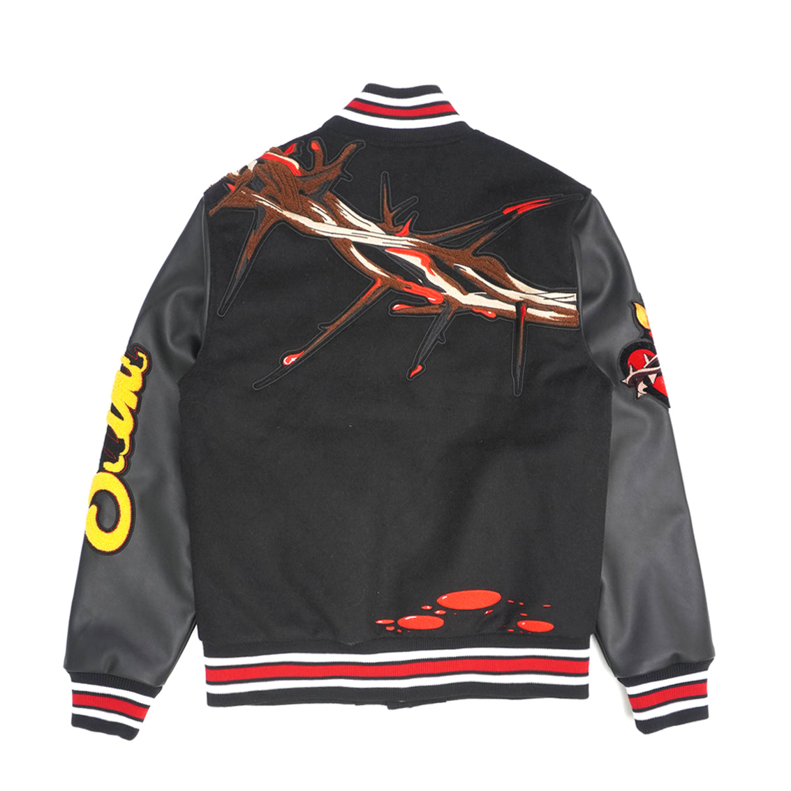 Makobi F1021 "SAINTS" Wool Varsity Jacket in Black, view 4