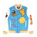 Makobi F1021 "SAINTS" Wool Varsity Jacket in Blue