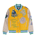 Makobi F1021 "SAINTS" Wool Varsity Jacket in Wheat