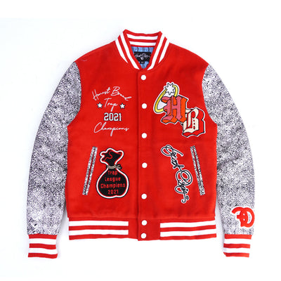 F1080 Honest Bread Wool Varsity Jacket - Red