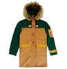 F1330 Maurice Wool Long Jacket w/ Fur- Green
