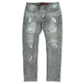 Makobi M1786 Makobi Prado Biker Jeans with Rip & Repair in Gray