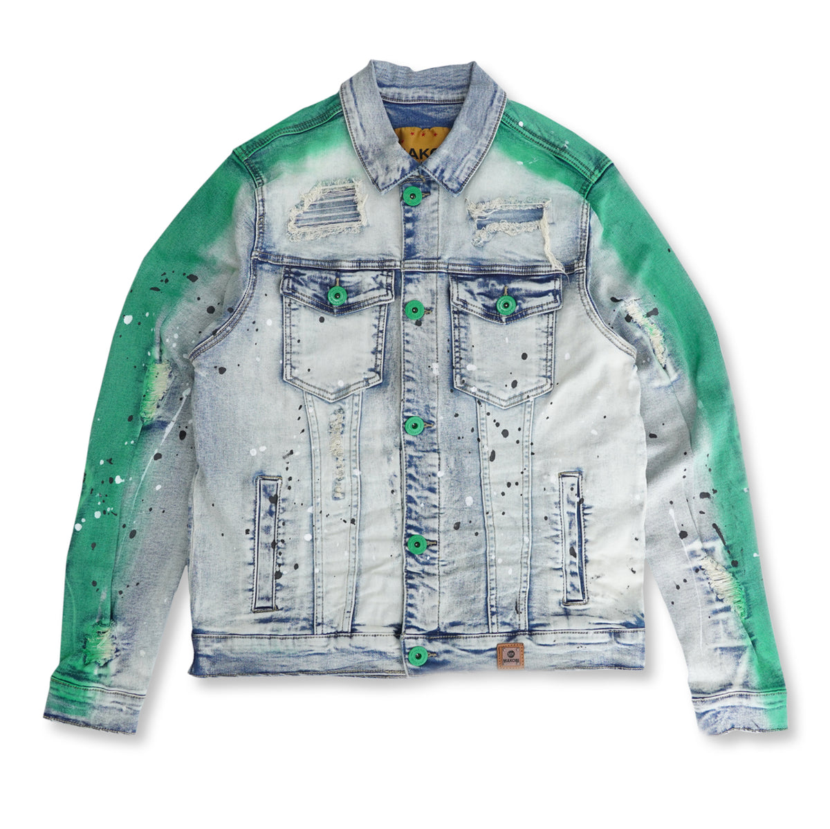 Makobi M1038 Paint Stroke Denim Jacket in Dirt Wash