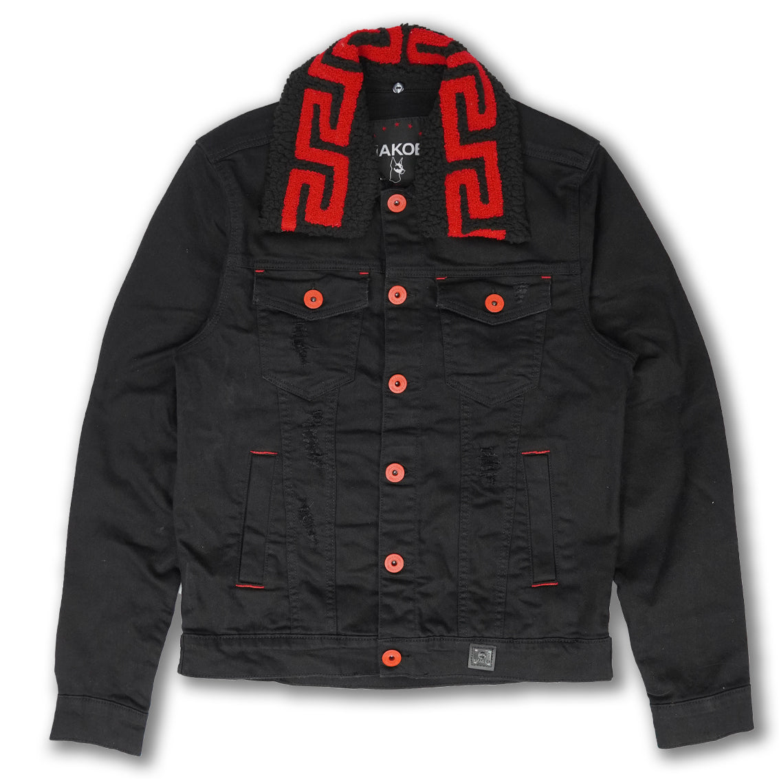 Makobi M1062 Denim Jacket W/ Sherpa Collar in Black/Black