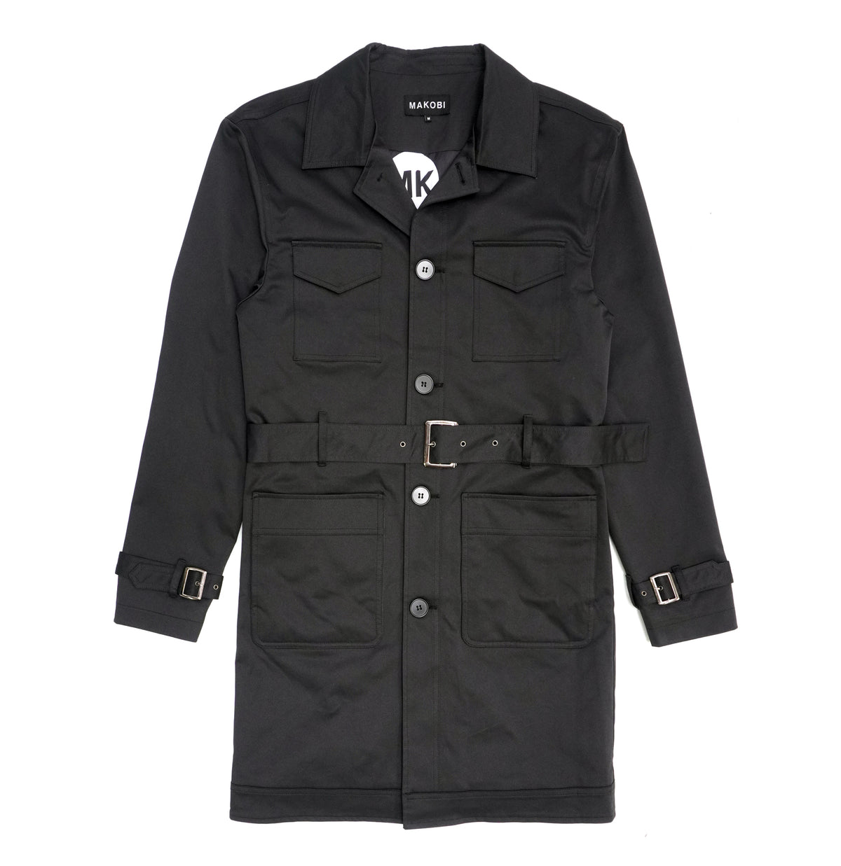 Makobi M1330 Vincent Weather Proof Trench Coat in Black