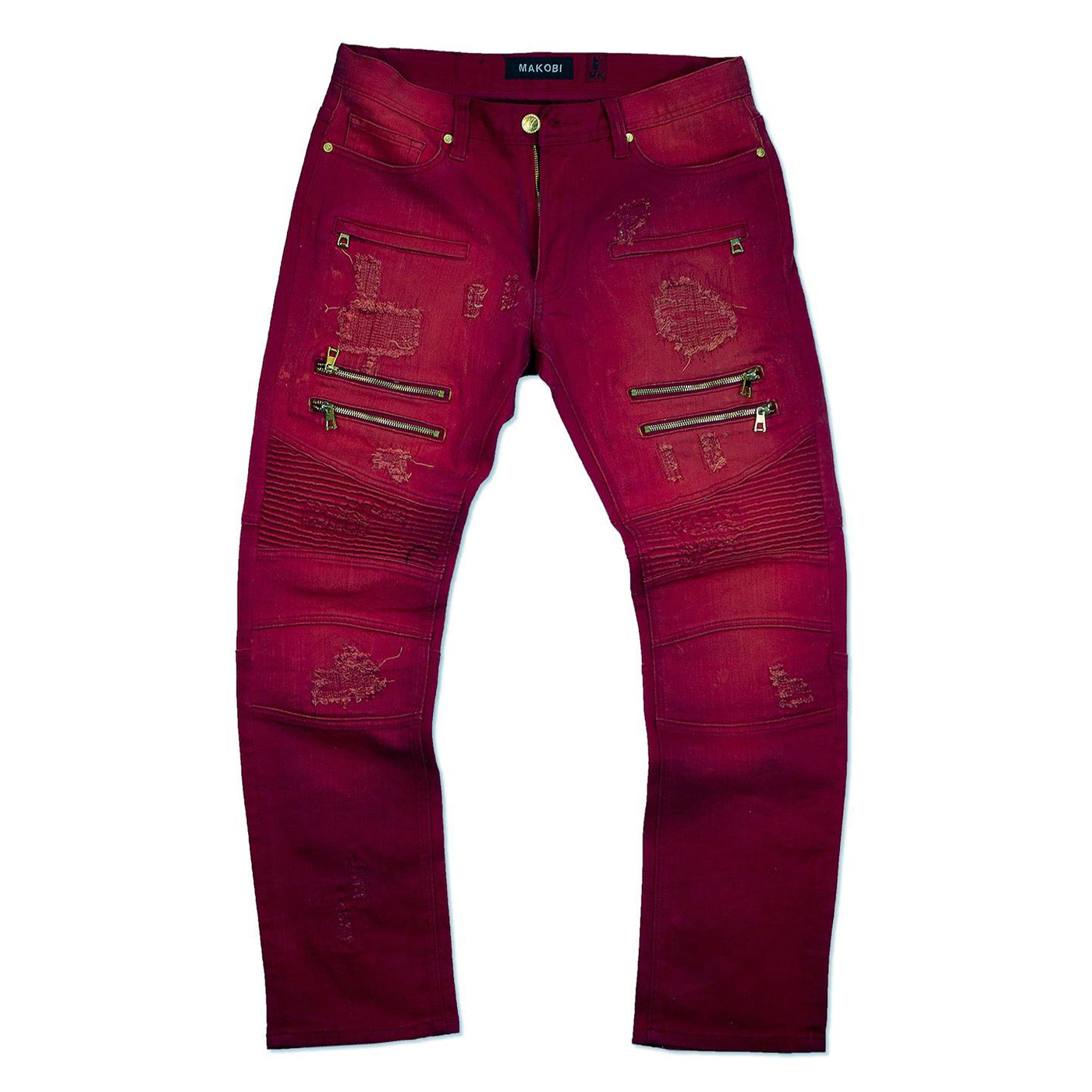 voordat Collega Luidruchtig M1741 Makobi Sanded Biker Jeans with Rip & Repair Stitches - Burgundy –  Makobi Jeans USA