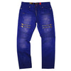 M1741 Makobi Sanded Biker Jeans with Rip & Repair Stitches - Navy
