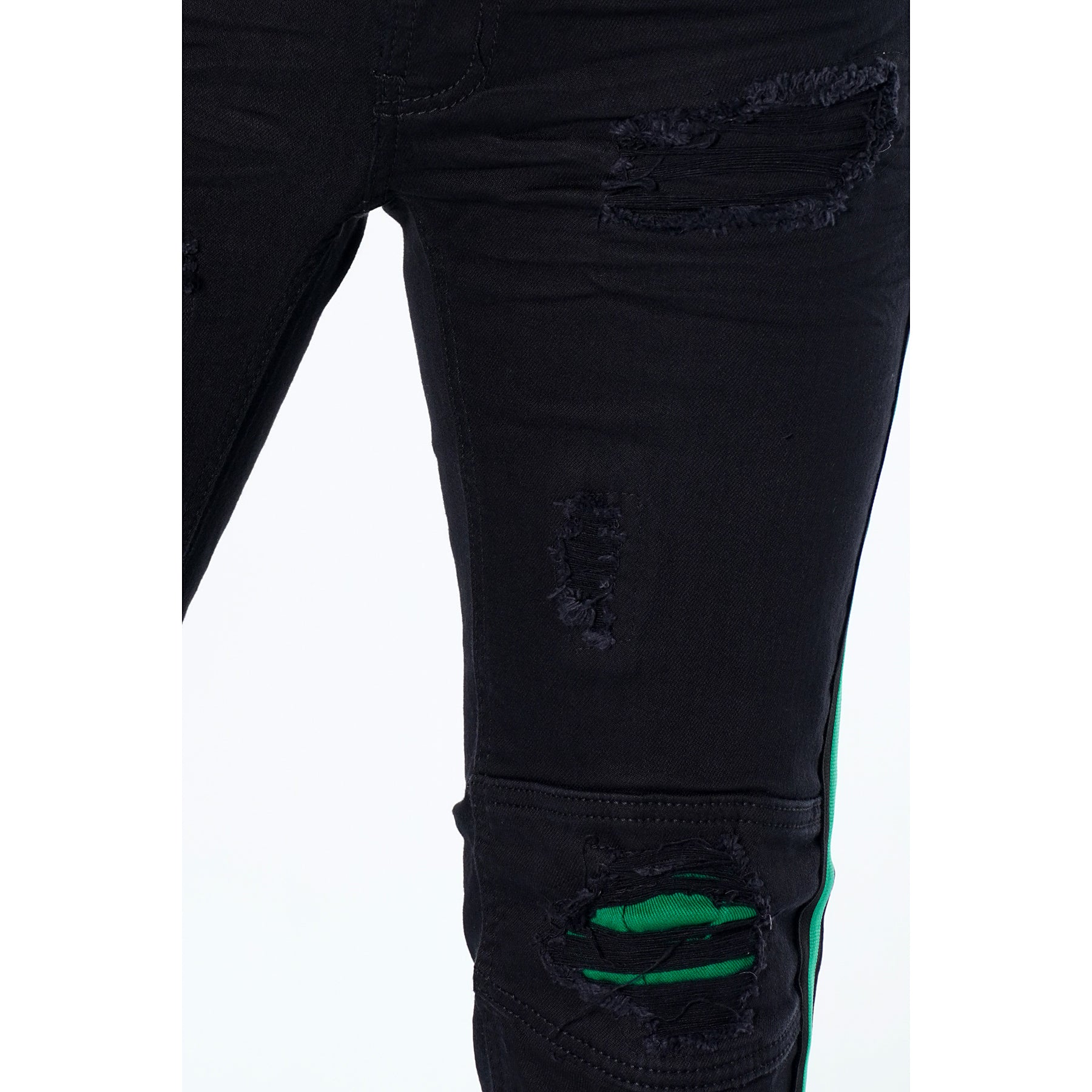 M1769 Makobi Cameo Denim Jeans - Black/Green